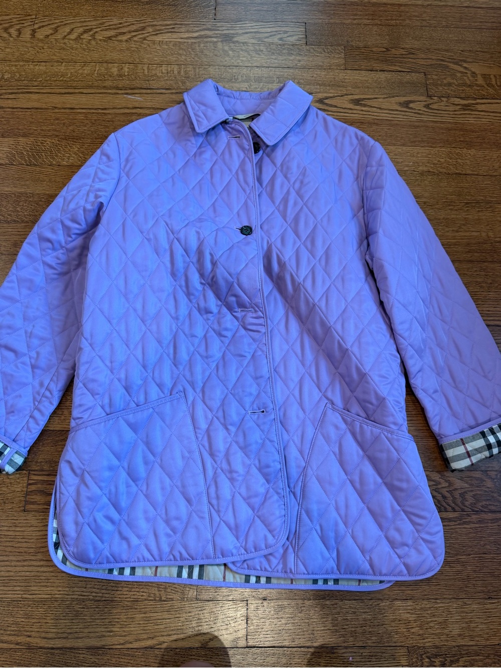 Burberry Lavender Quilted Jacket with Check Trim